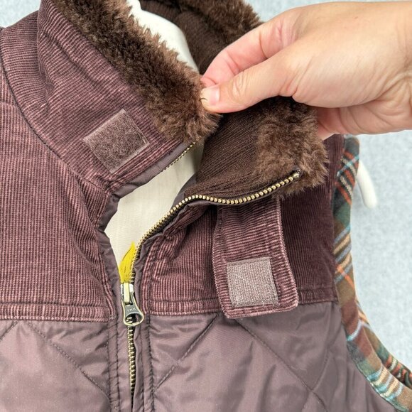 Cabi Womens Puffer Quilted Vest Size M Brown Plaid Corduroy Equestrian Style 694 - Picture 3 of 11